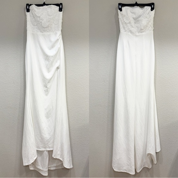 NWOT Lulus Refined Glow White 3D Embroidered Sequin Strapless Maxi Dress - Picture 6 of 10